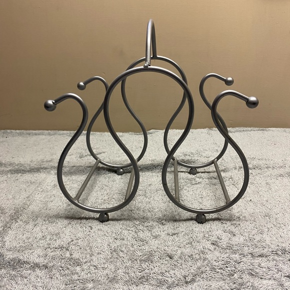 Silver colored wine rack